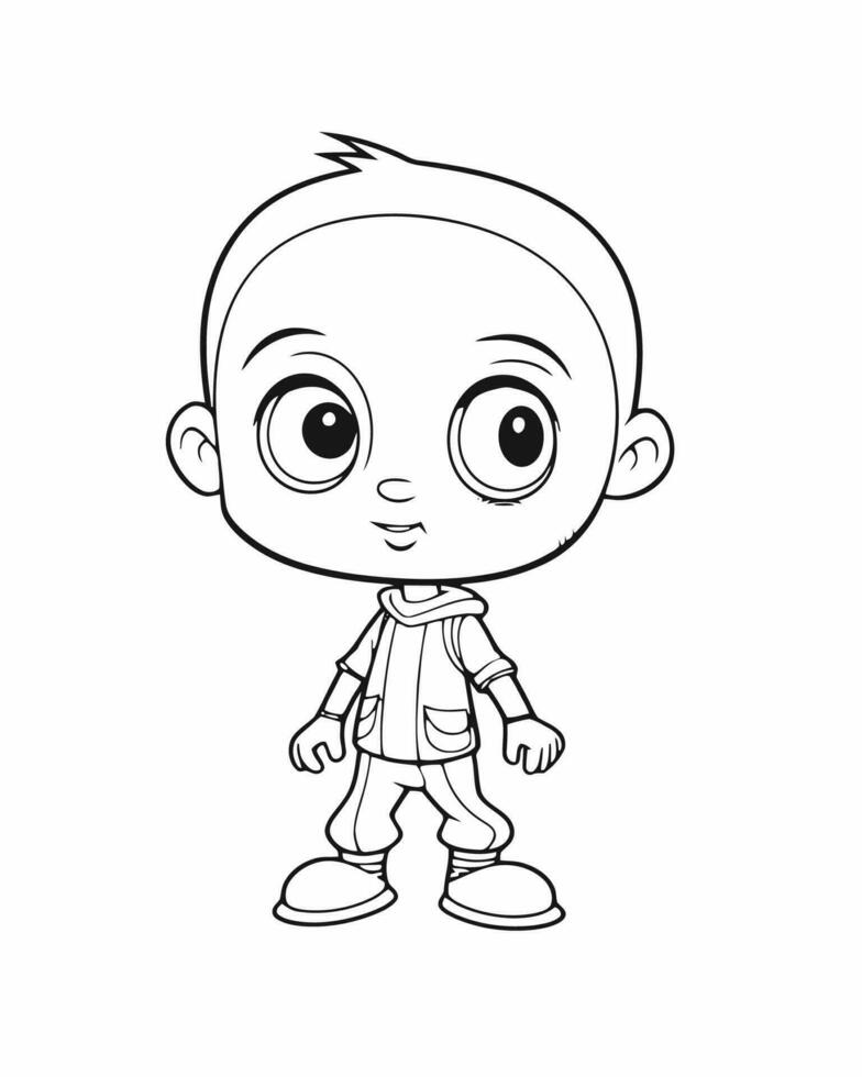 Boy wearing a mask coloring page vector