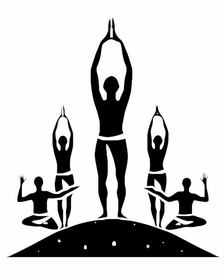 People in yoga poses silhouette vector