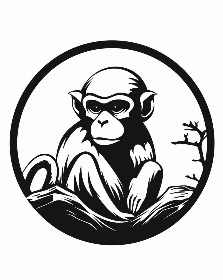 Baby monkey black and white vector