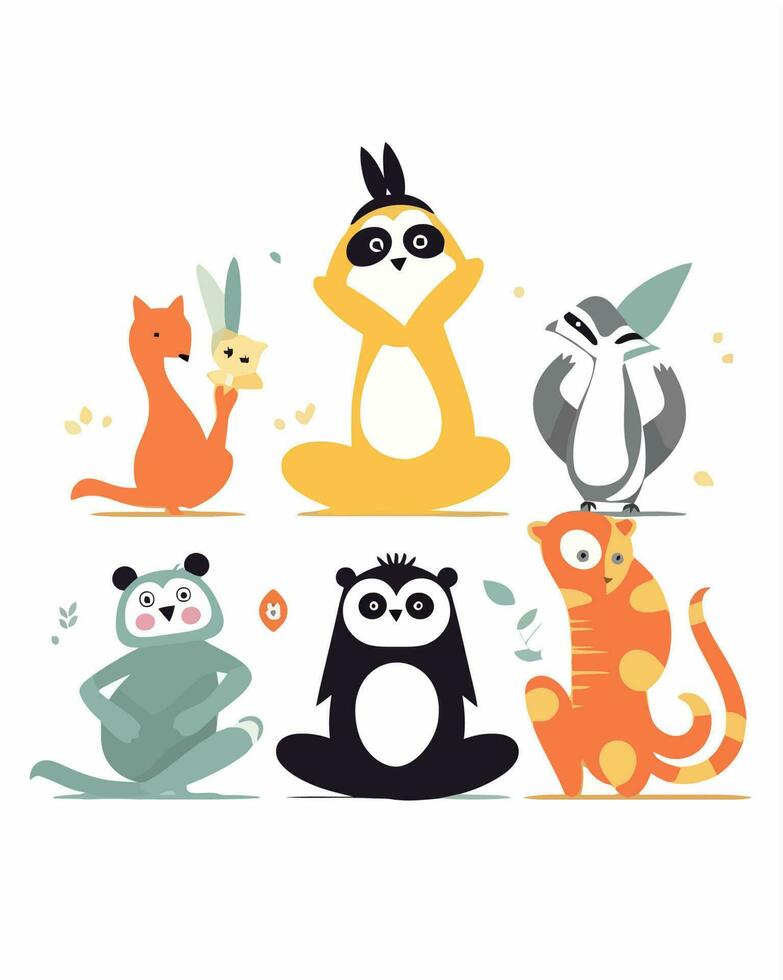 Mini abstract animals vector