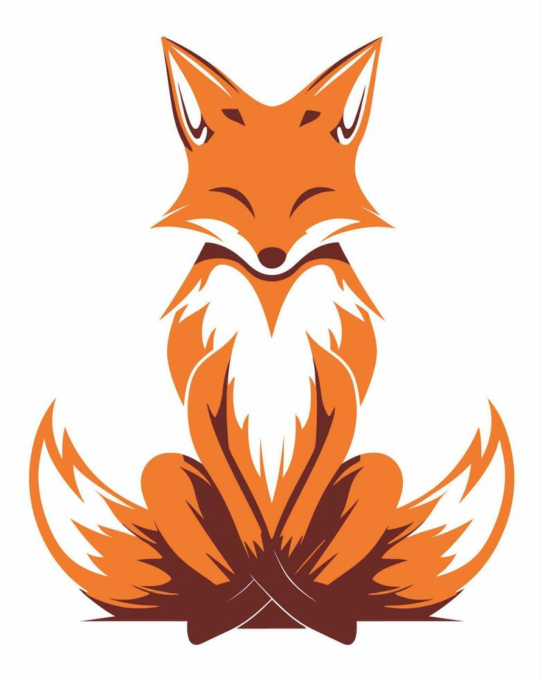 Sitting meditating fox vector