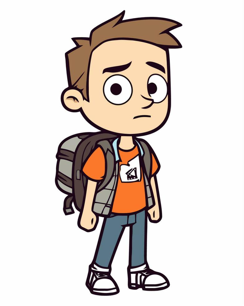 Worried cartoon character traveling vector