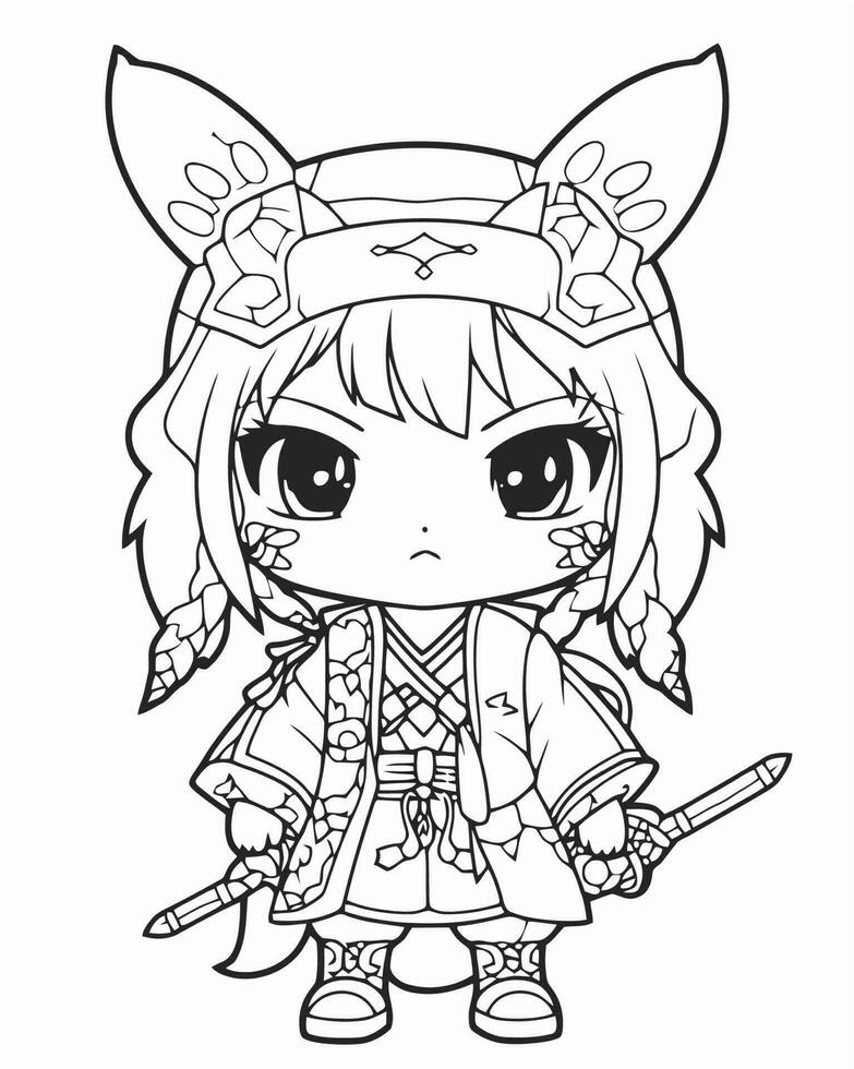 Anime fighter coloring page 23404224 Vector Art at Vecteezy