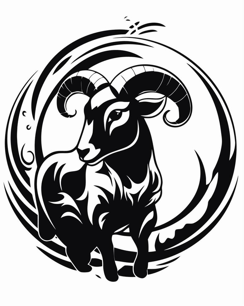 Black and White Ram Logo vector