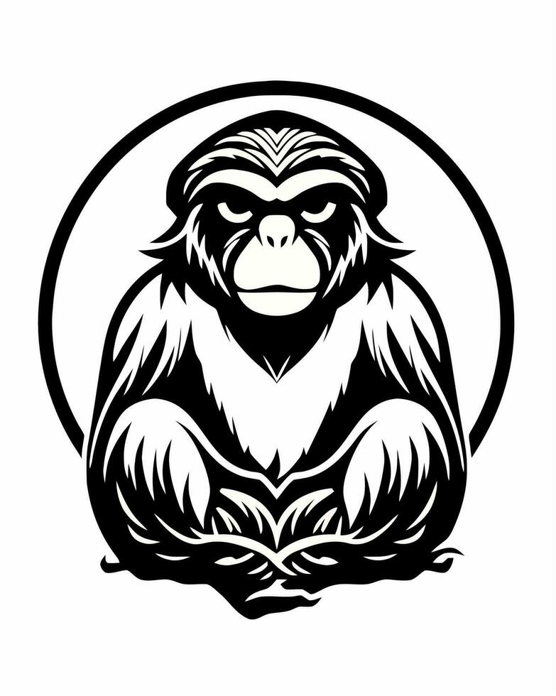 Monkey sitting logo vector