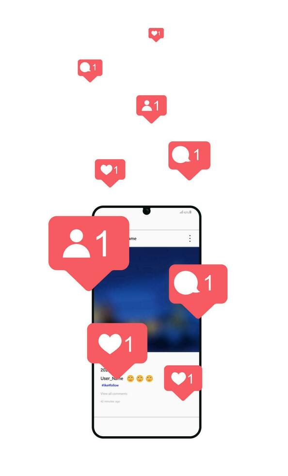 Social media, social network concept with smartphone. Vector illustration. Social media vector illustration