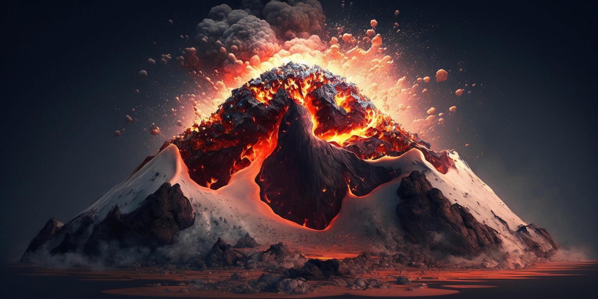 The volcanic eruption with . photo