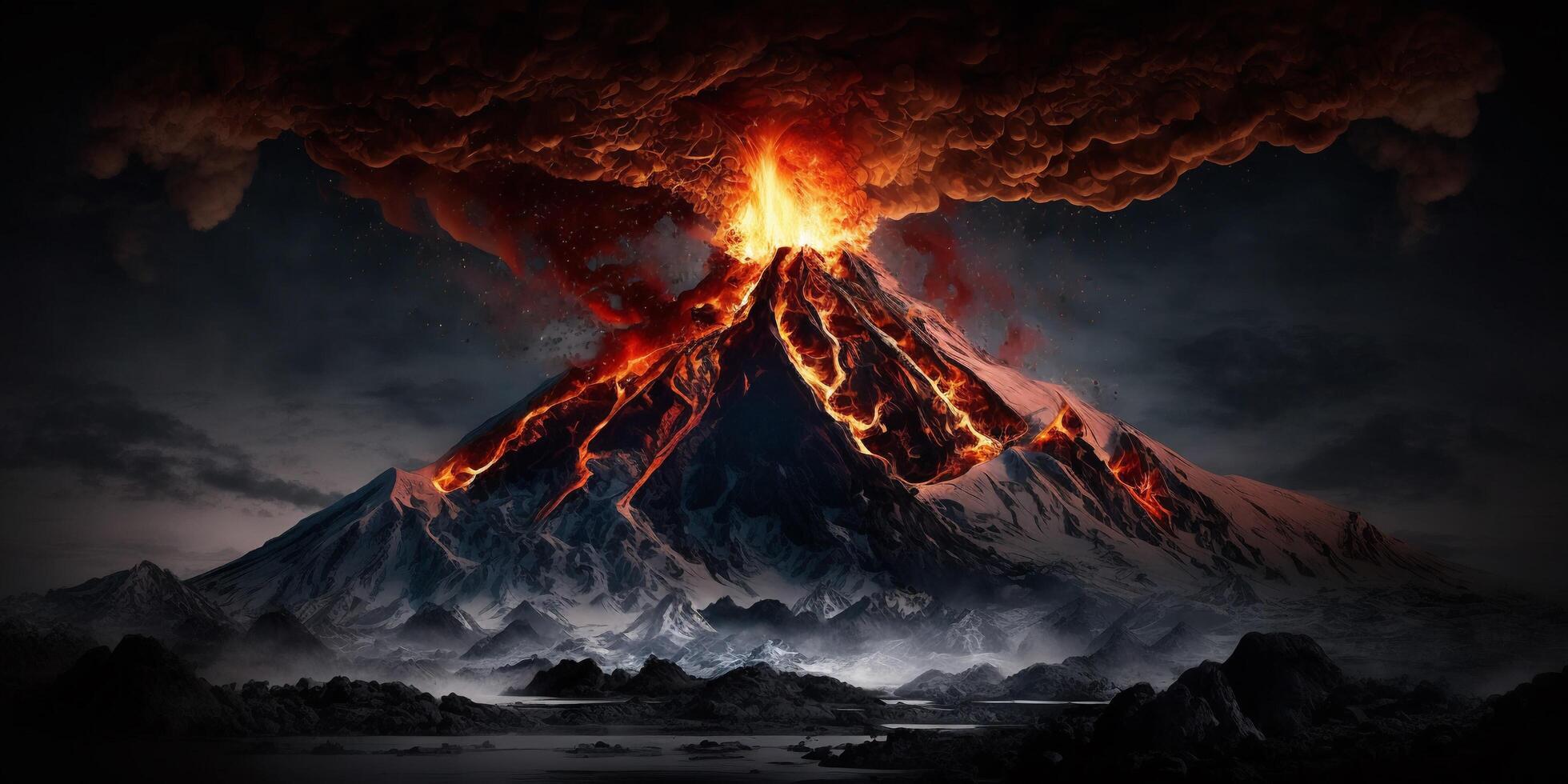 The volcanic eruption with . photo