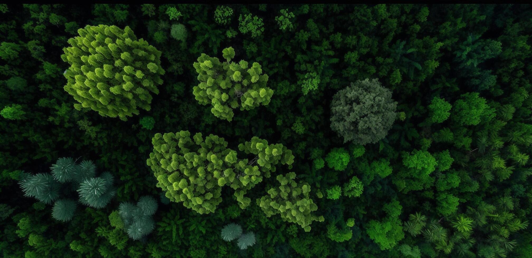 The aerial top view of forest with . photo