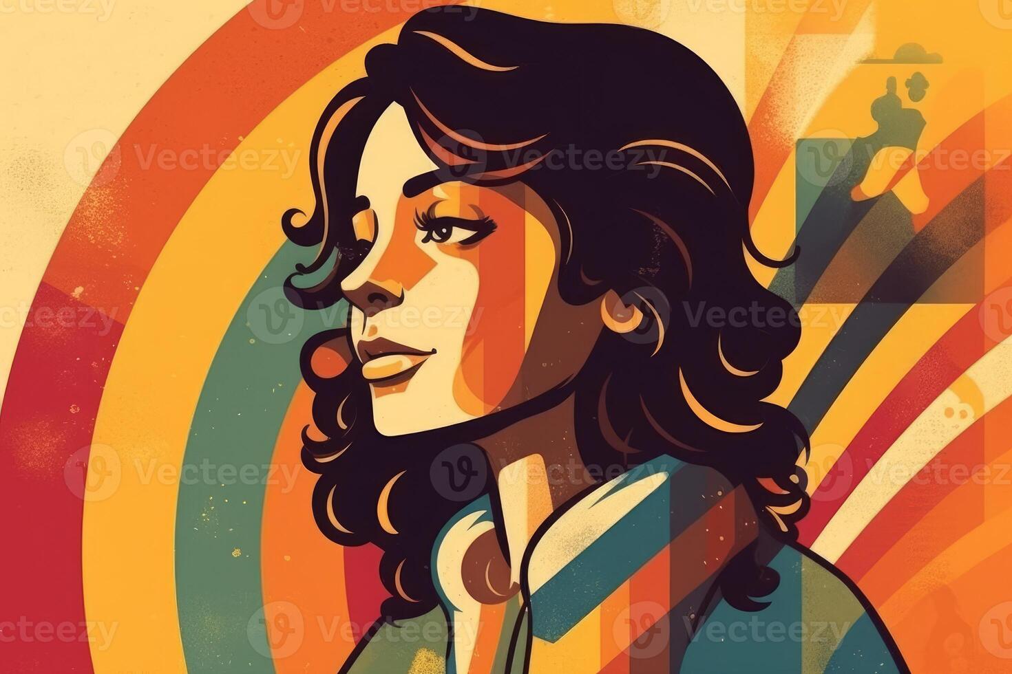 Retro illustration of lgbtq members for Pride month with photo