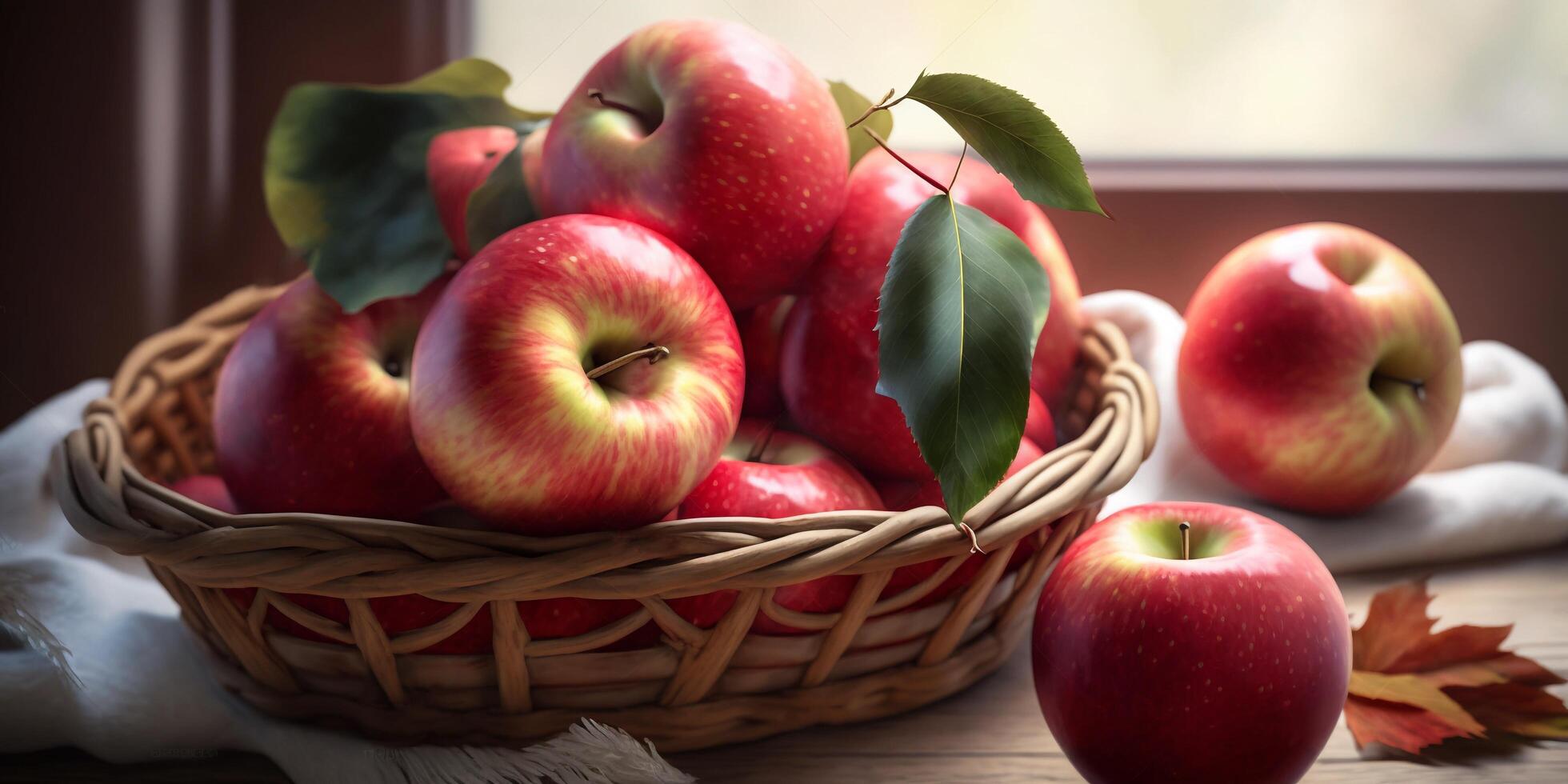 Apple is basket with . photo
