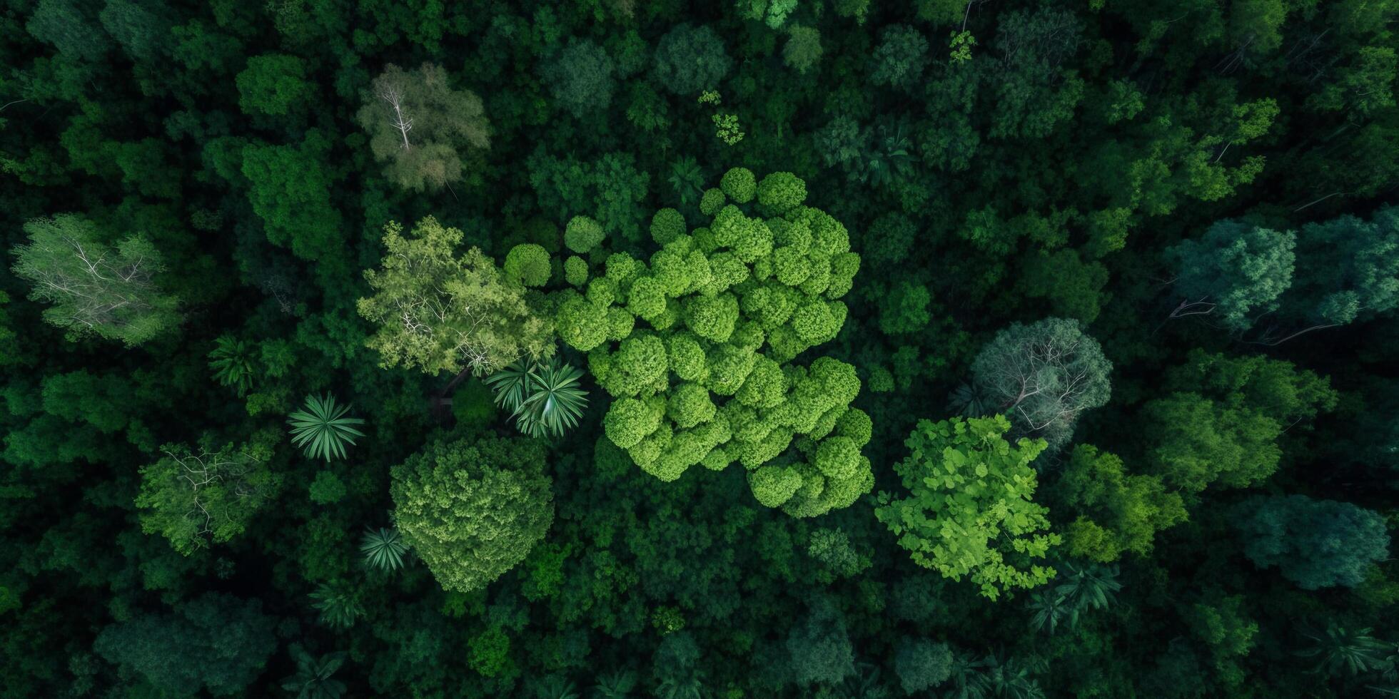 The aerial top view of forest with . photo