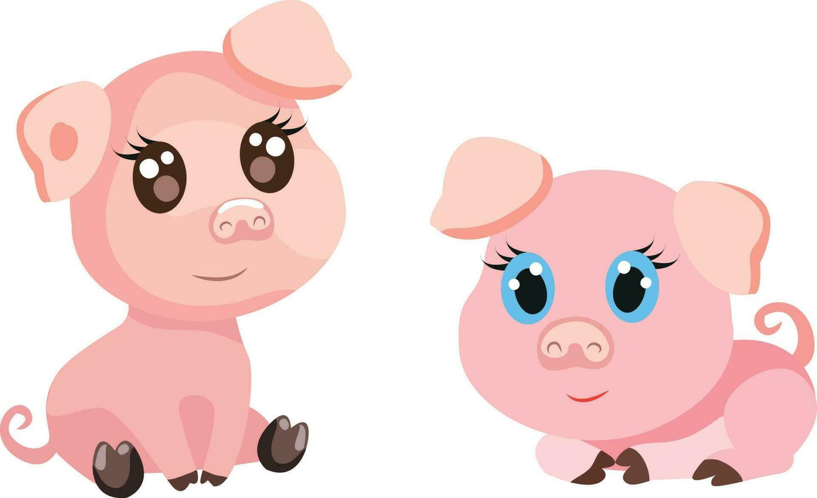 Vector illustration of a cute cartoon piglet and a present in his hands.