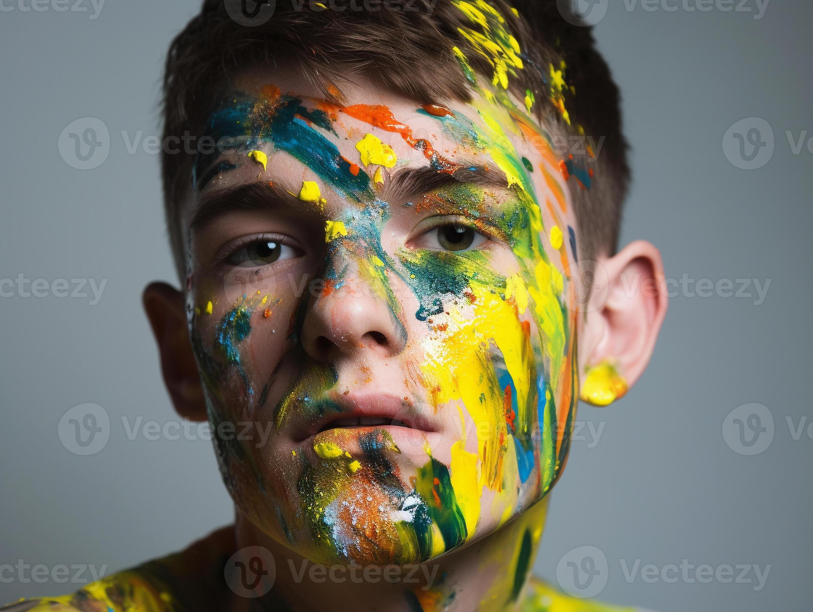 A man paints his face created with AI Generated 23291903 Stock Photo at