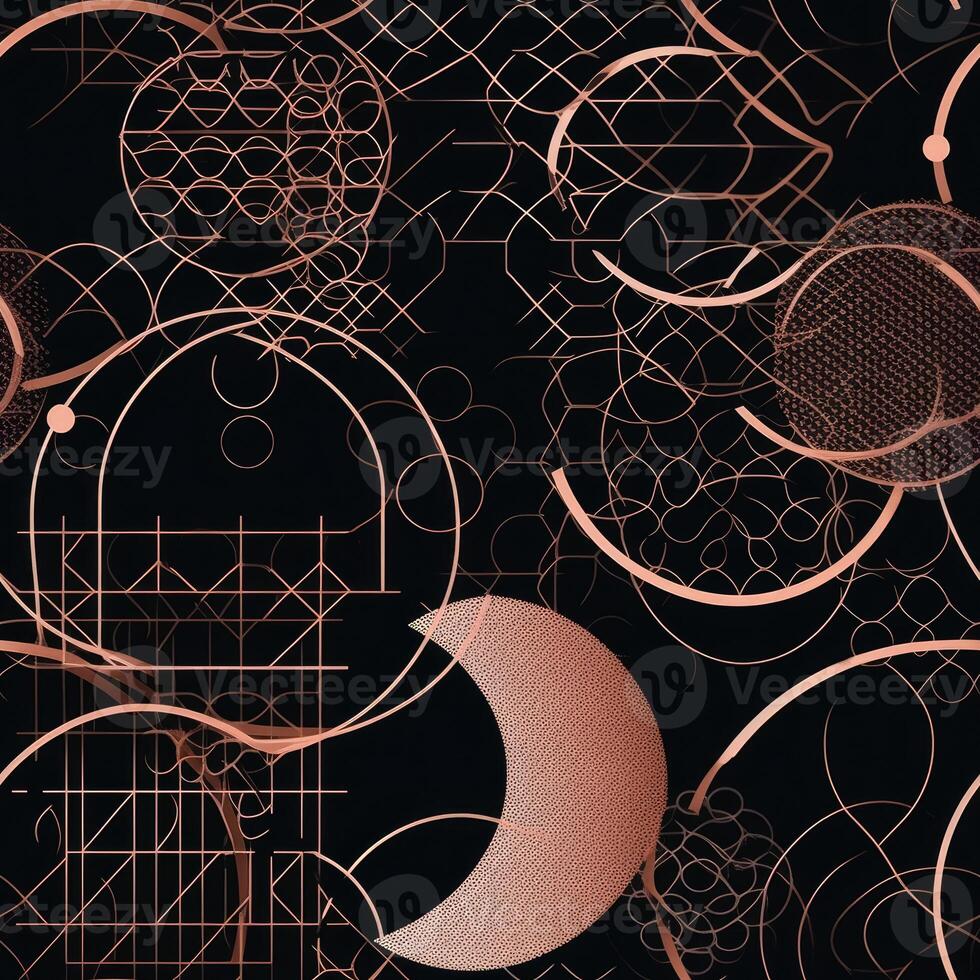 Geometric shapes seamless pattern illustration soft color and rose gold details. photo