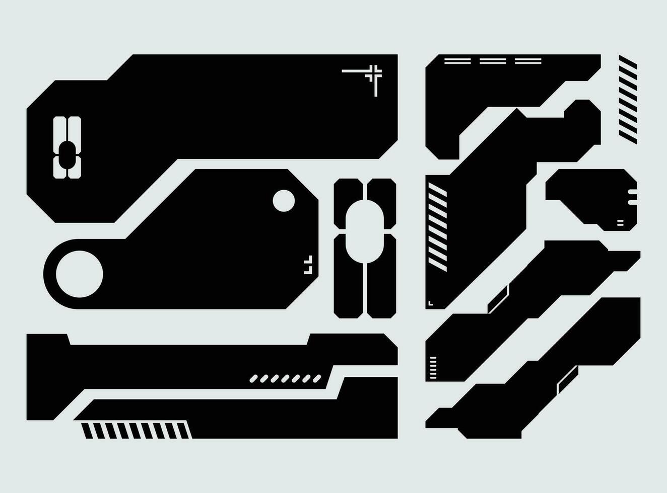 HUD futuristic frame border game swag elements pack panel cyber sci-fi, icon symbol cyberpunk interface editable vector