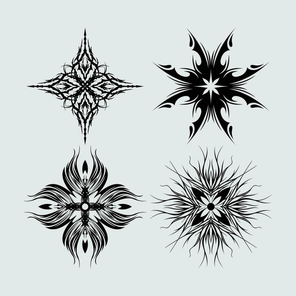 Fower element tattoo tribal clip art   mandala sun eye catching vintage ornament mystic pattern editable vector