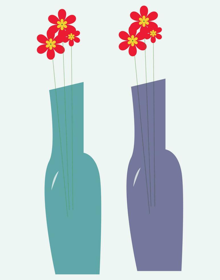 flowers with transparent glass vase vector illustration