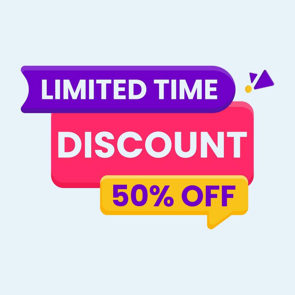 limited time offer banner design up to 50 percent off vector