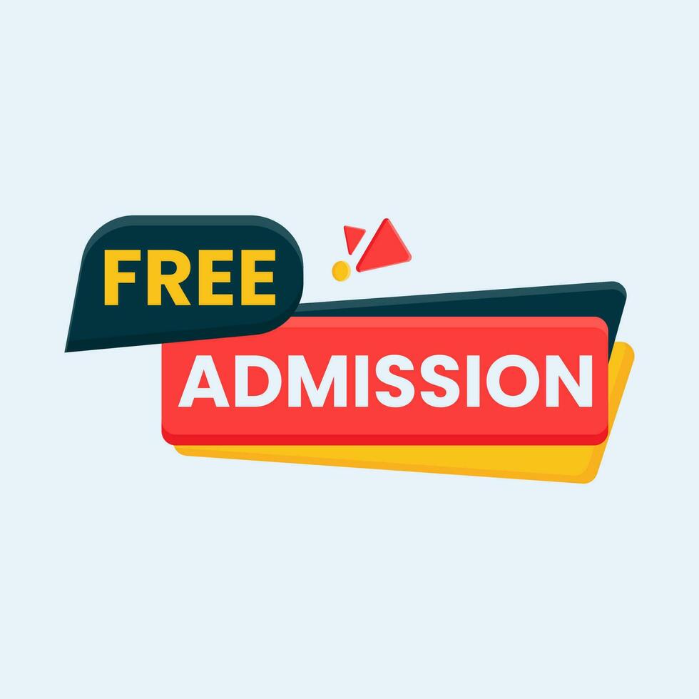 free admission text button vector