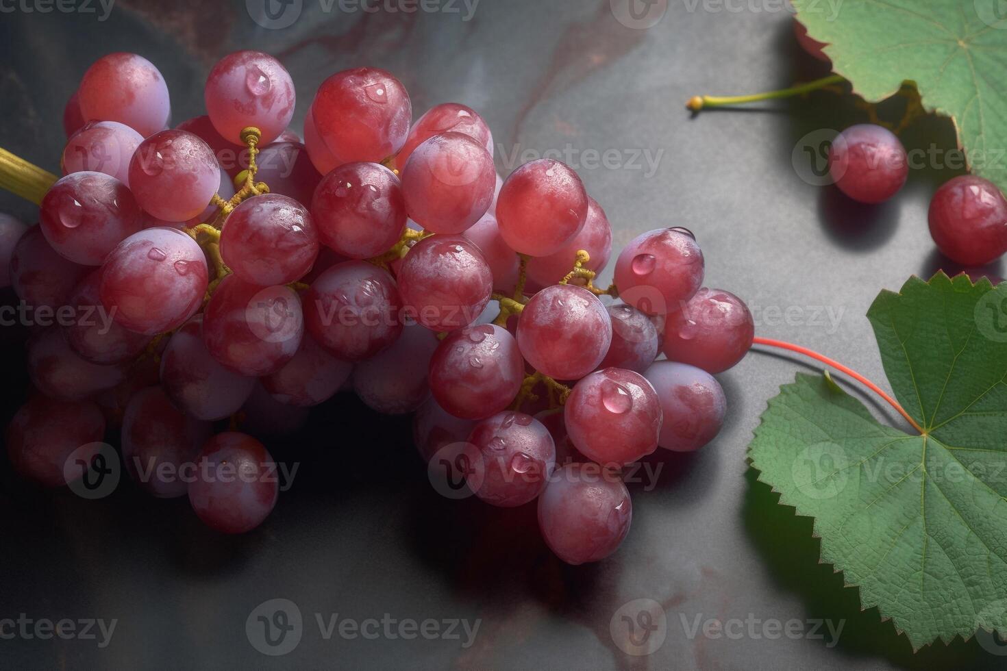 Fresh grape with leaf AI Generate photo