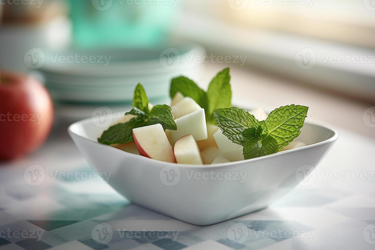 A bowl of apple slice AI Generate photo