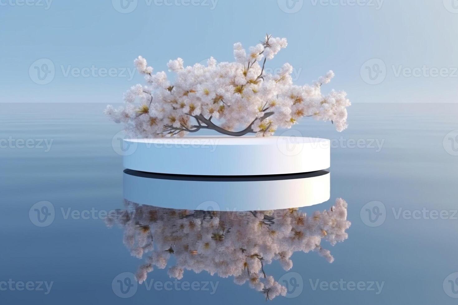 Podium with leaf AI Generate photo