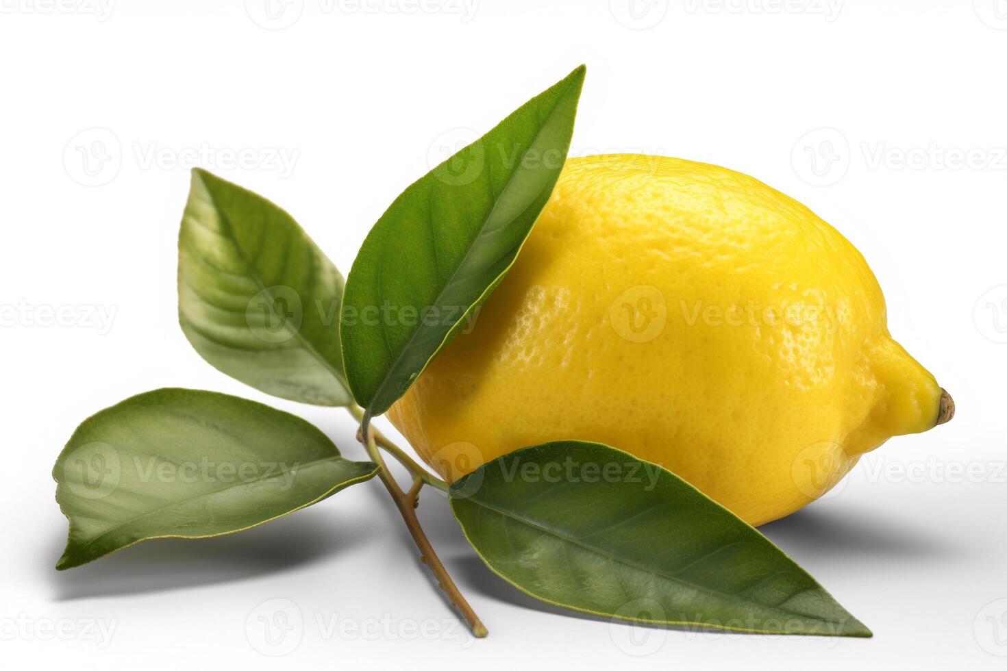 Lemon with leaf isolated on white AI Generate photo