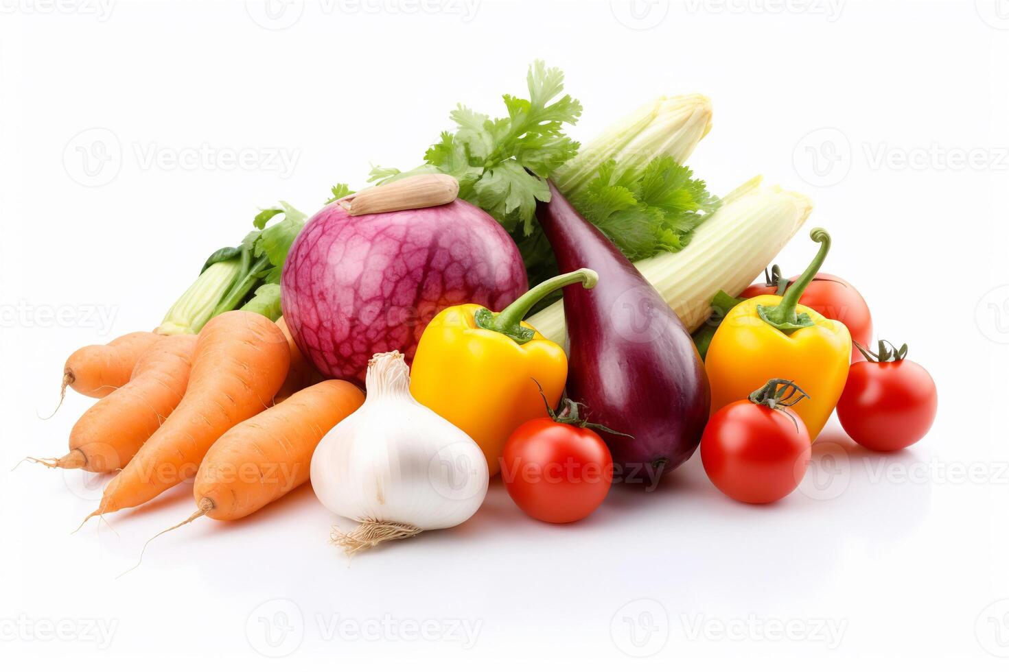 Fresh vegetables isolated on white AI Generate photo