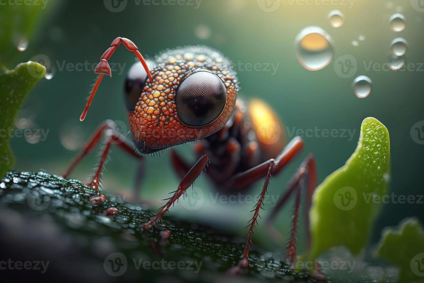Portrait macro ant on forest AI Generate photo