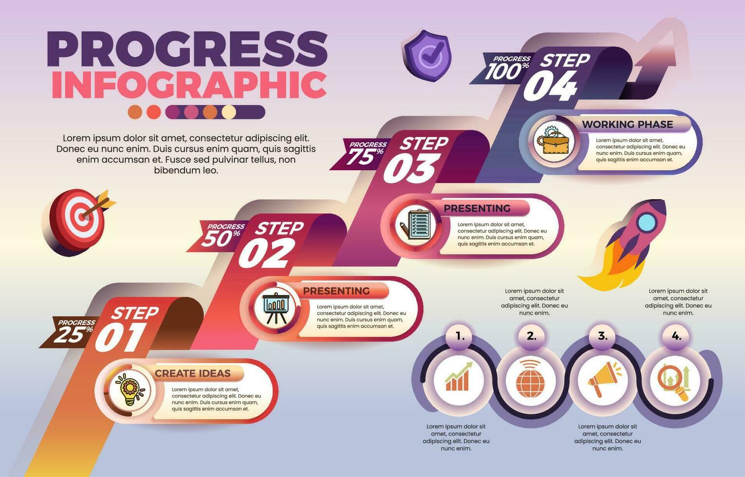 Progress Step Infographic vector