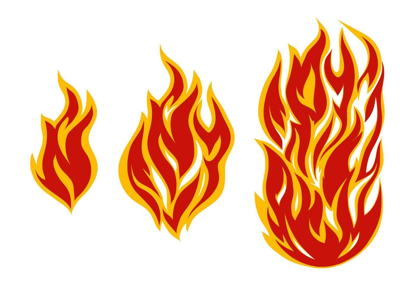 conjunto dibujos animados fuego llamas vector