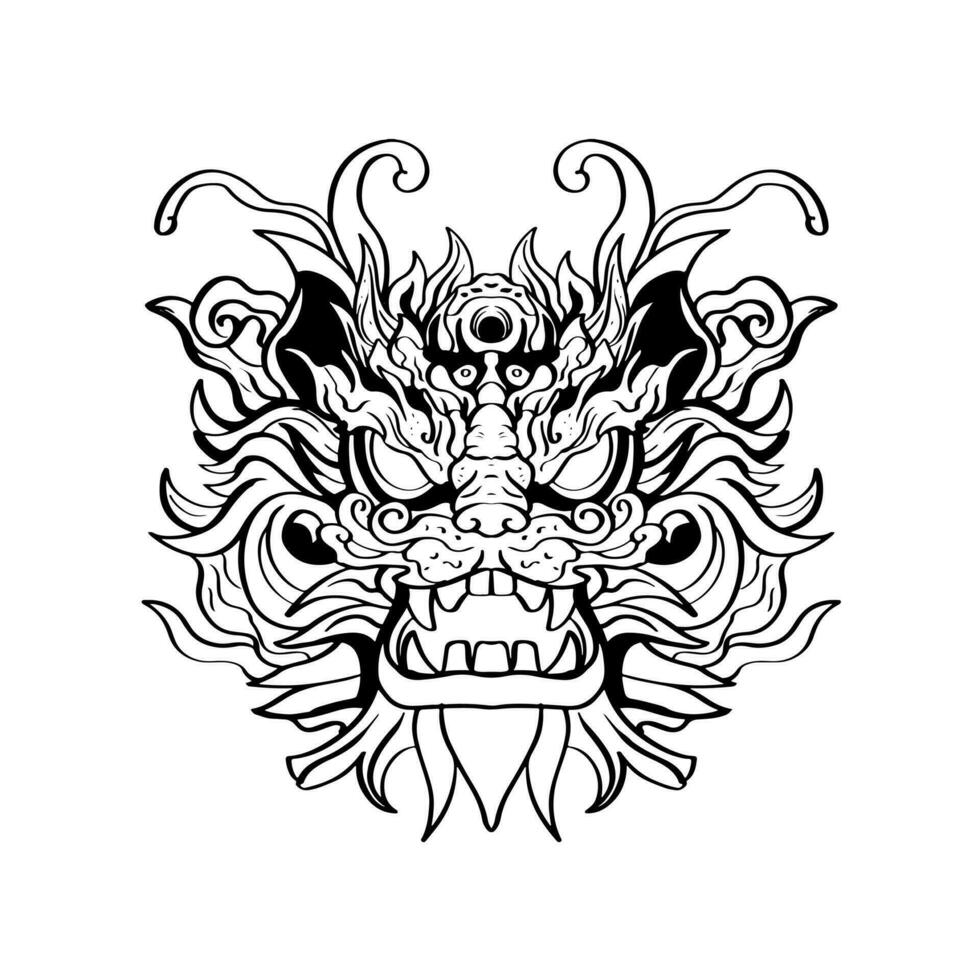 Heraldic dragon head Tattoos black and white emblem made of ink stains. vector