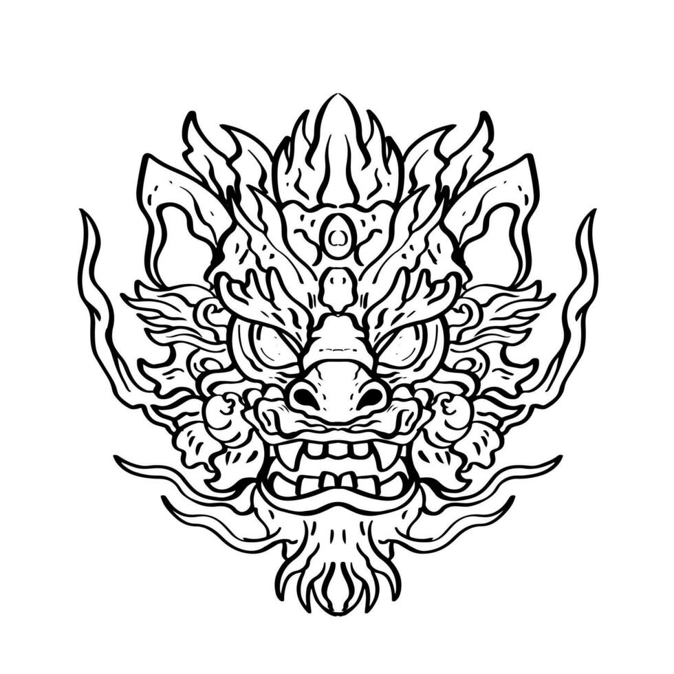 Heraldic dragon head Tattoos black and white emblem made of ink stains. vector