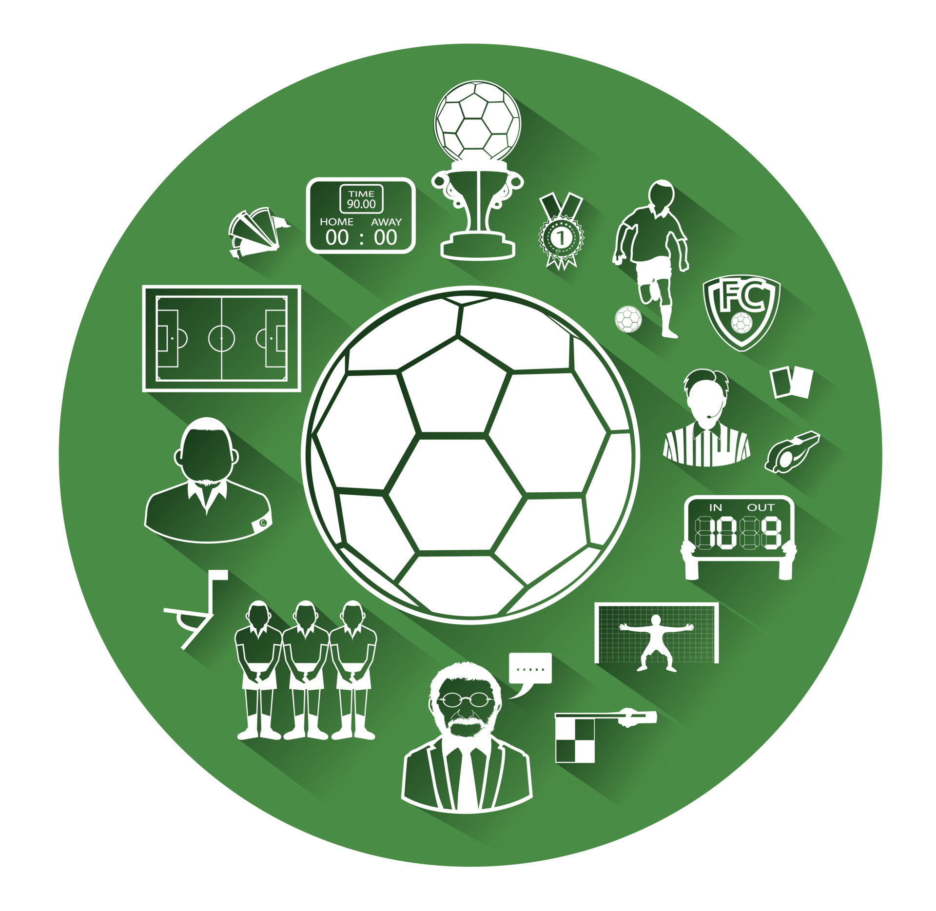 White Soccer Icons Set With Long Shadow Effect 23293501 PNG white-soccer-icons-set-with-long-shadow-effect-23293501-png