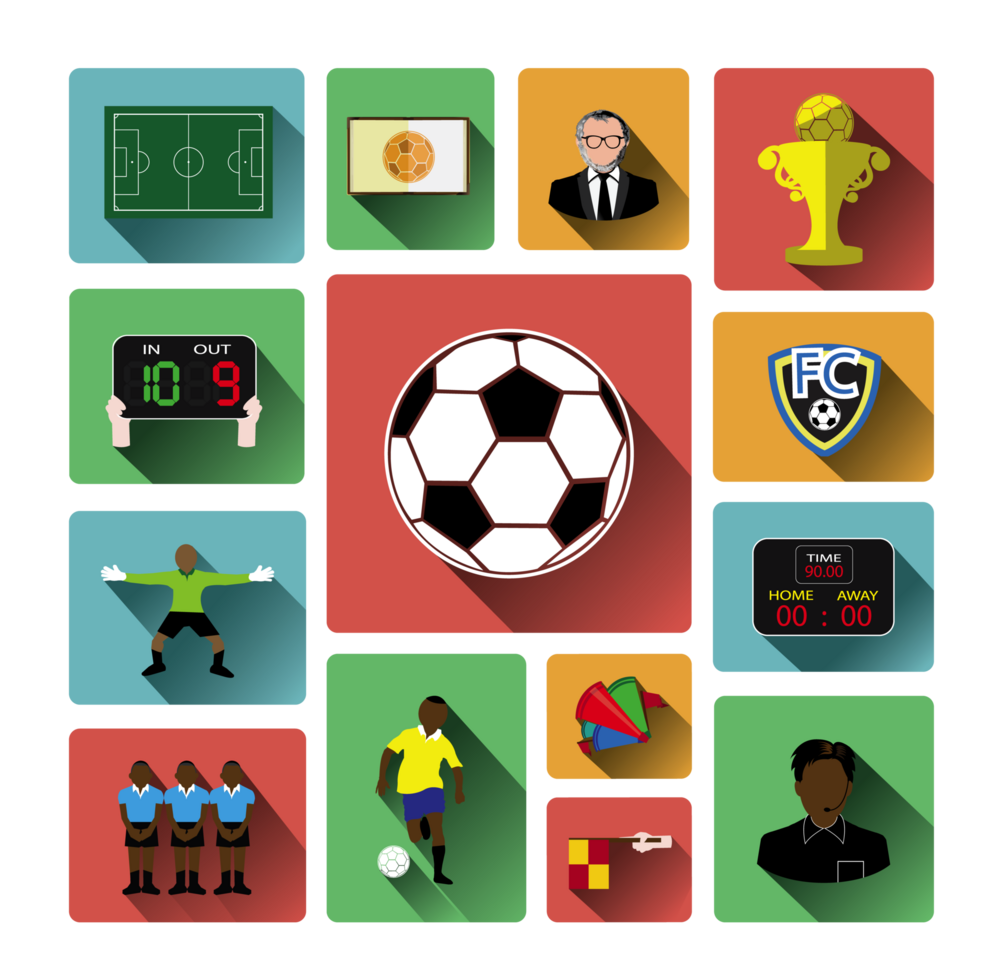 composition of soccer icons set with long shadow effect 23293502 PNG