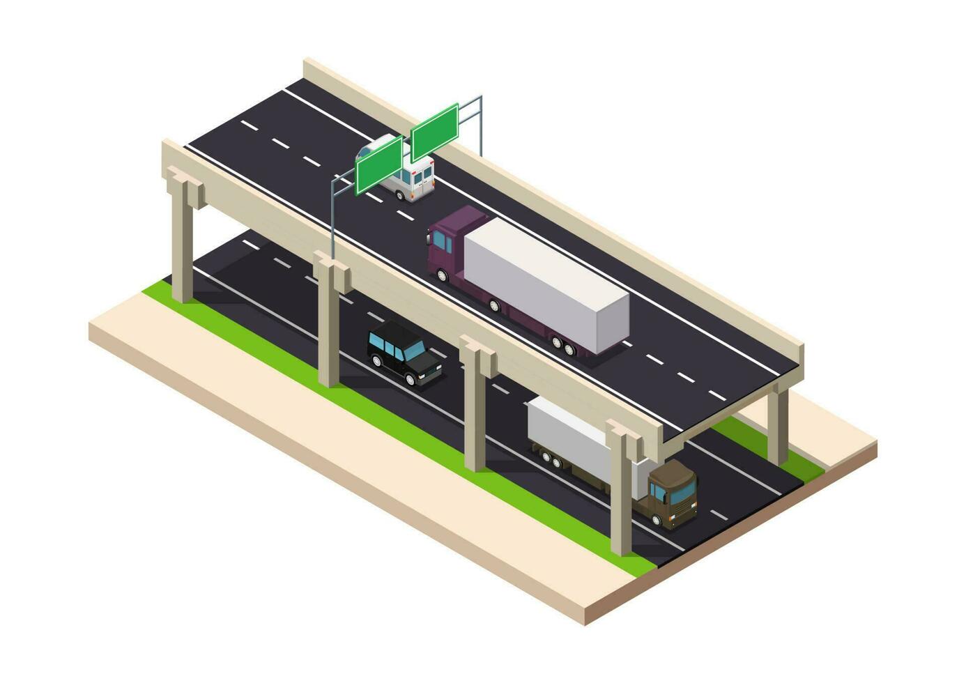 isometric flyover highway vector