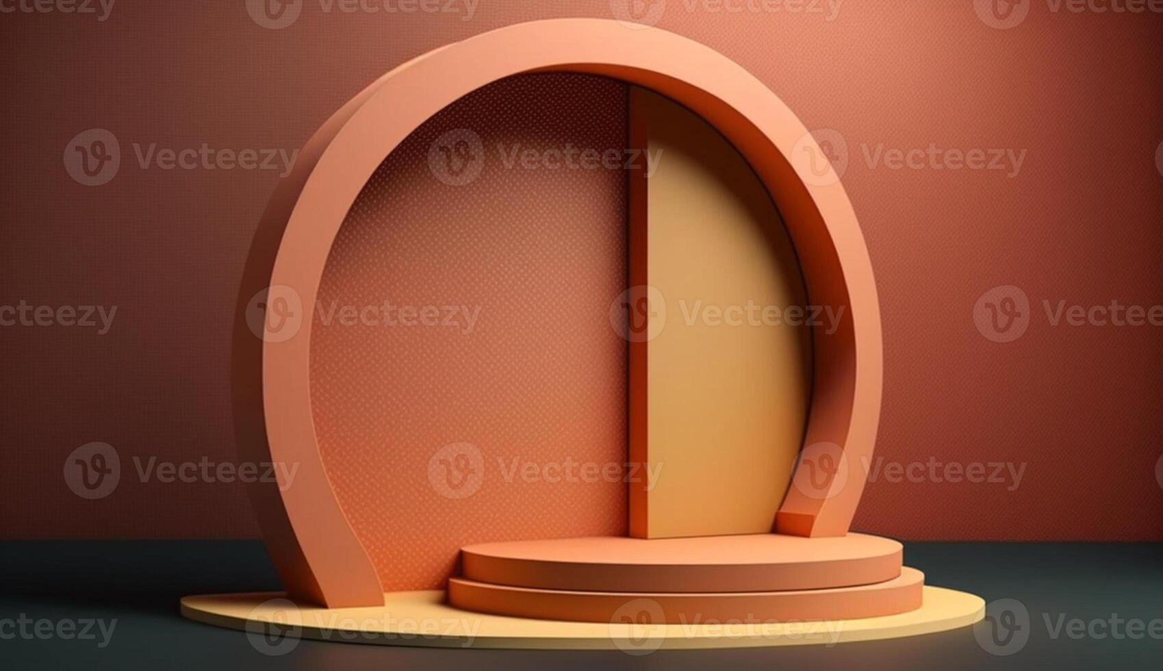 podium round shape with red brick arches background Mockup for product placement with photo