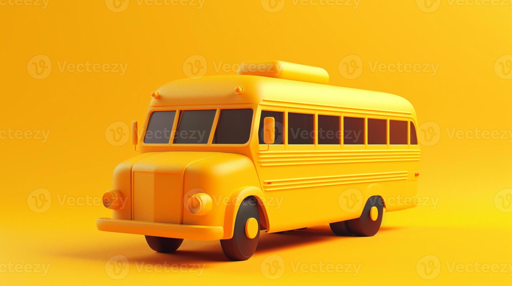 yellow school bus in trending color palette for advertising with photo