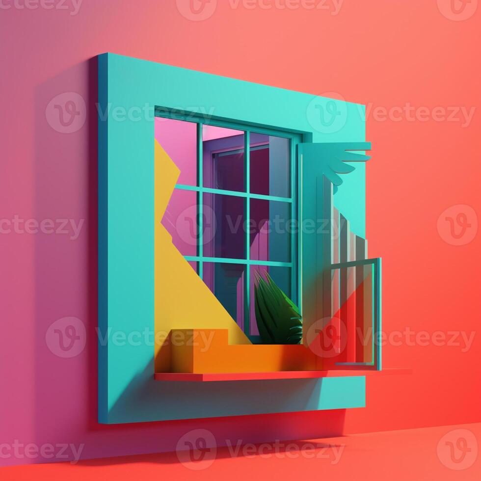 Rectangular windows in fantasy concept in trending color palette for advertising with photo