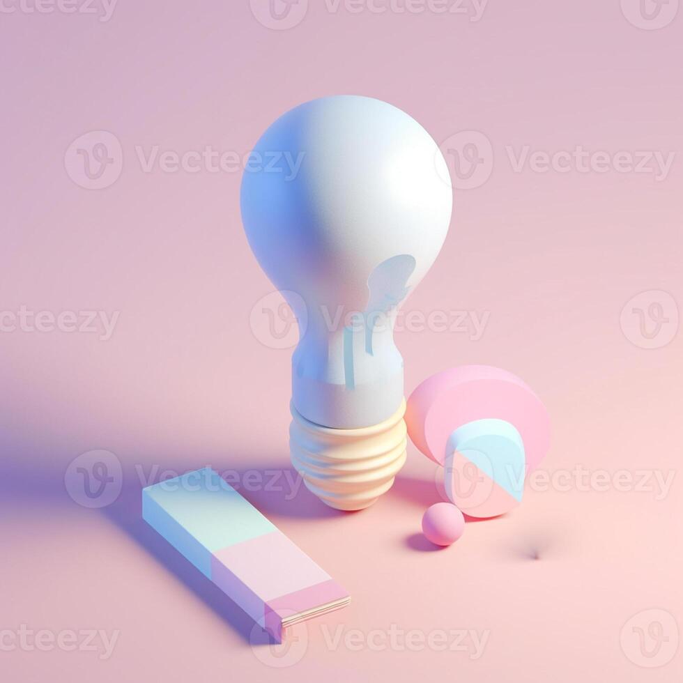 cute tiny isometric light bulbs and creativity with photo