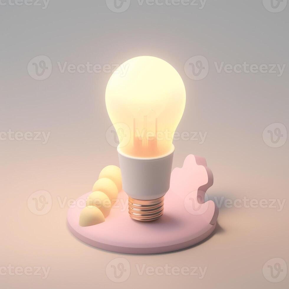 cute tiny isometric light bulbs and creativity with photo