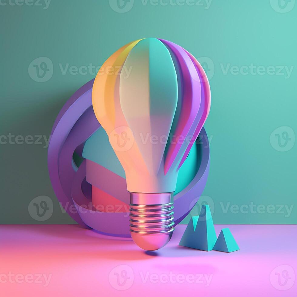 light bulb in trending color palette with photo