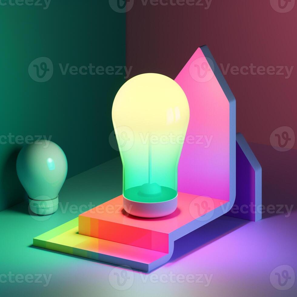 light bulb in trending color palette with photo