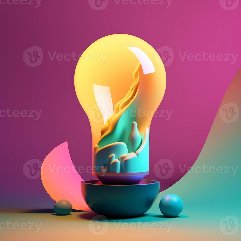 light bulb in trending color palette with photo