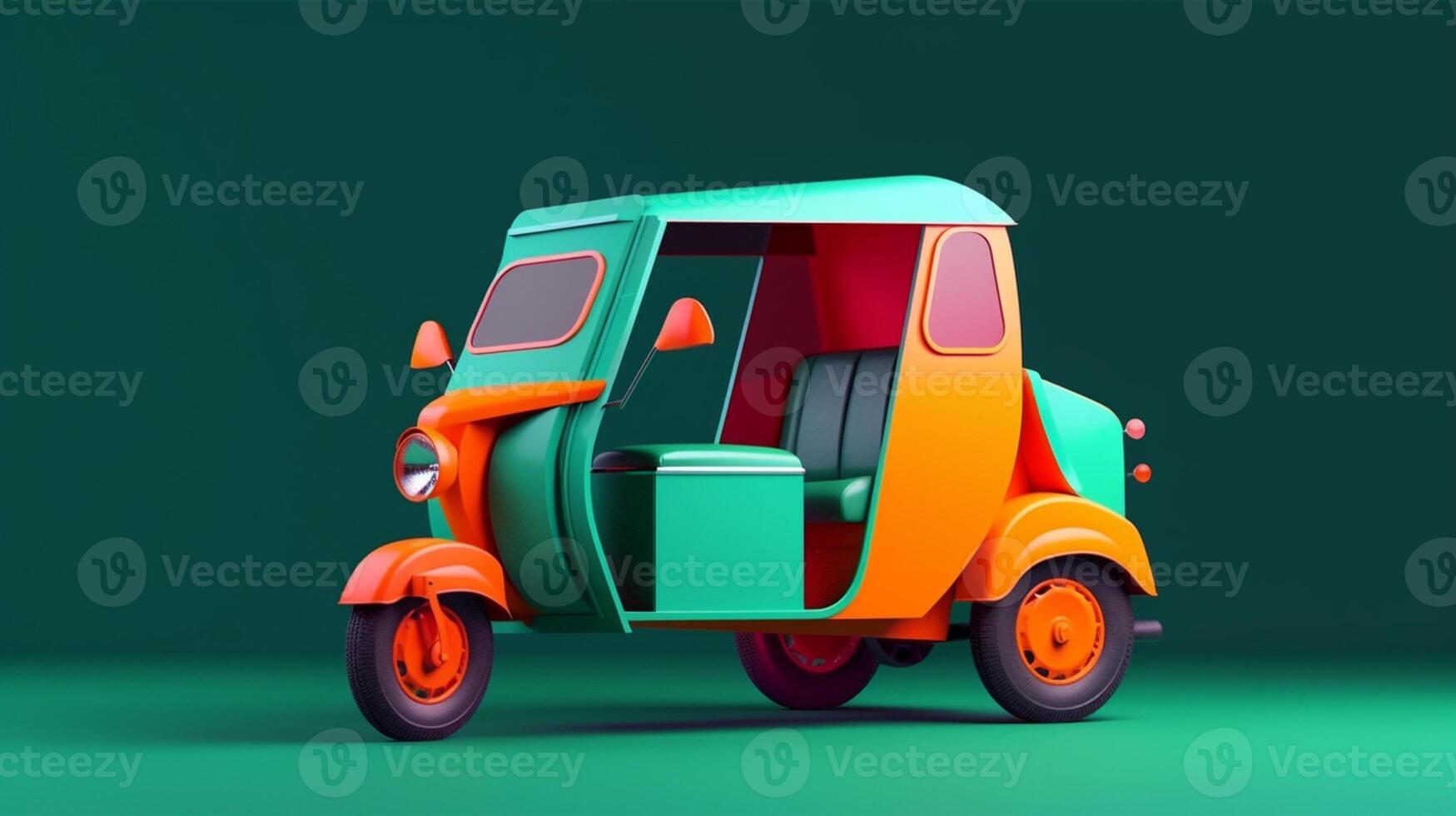 Modern style tuk tuk in trending color palette for advertising with photo
