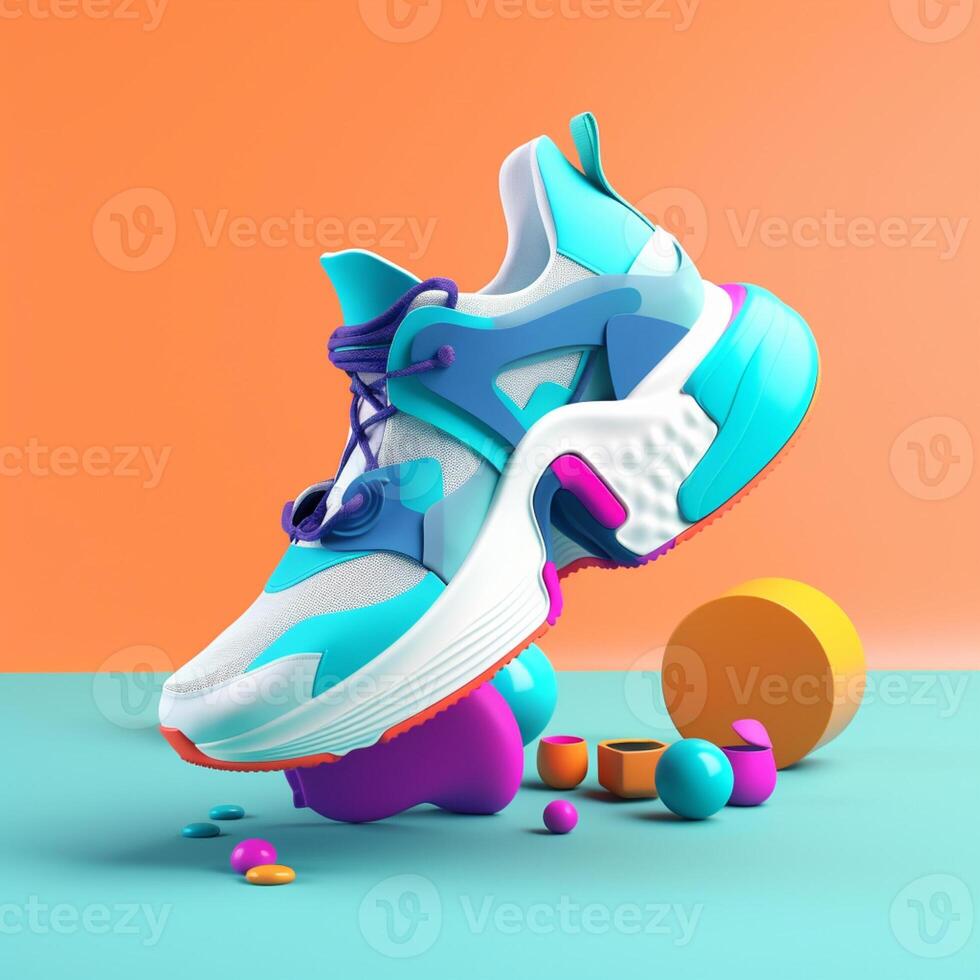 Deportes Zapatos en tendencias color paleta para publicidad con generativo ai foto