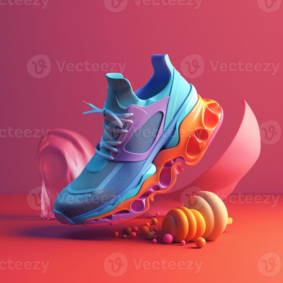 Deportes Zapatos en tendencias color paleta para publicidad con generativo ai foto