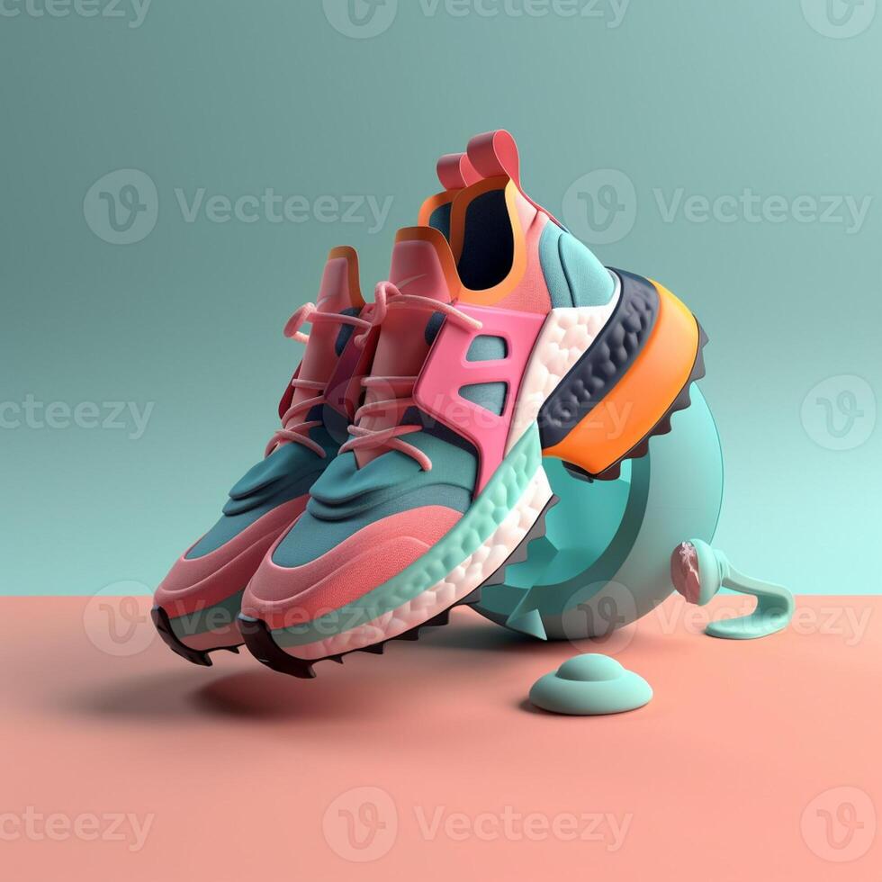 sports shoes in trending color palette for advertising with photo