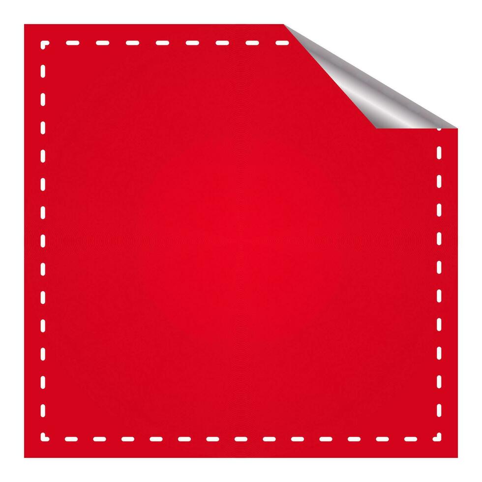 Empty Curl Square Sticker Or Label Element In Red Color. vector